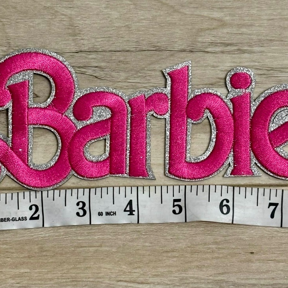 Pink Barbie Patch with Silver‎ Trim